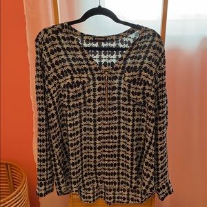 Express portofino blue patterned shirt with zipper